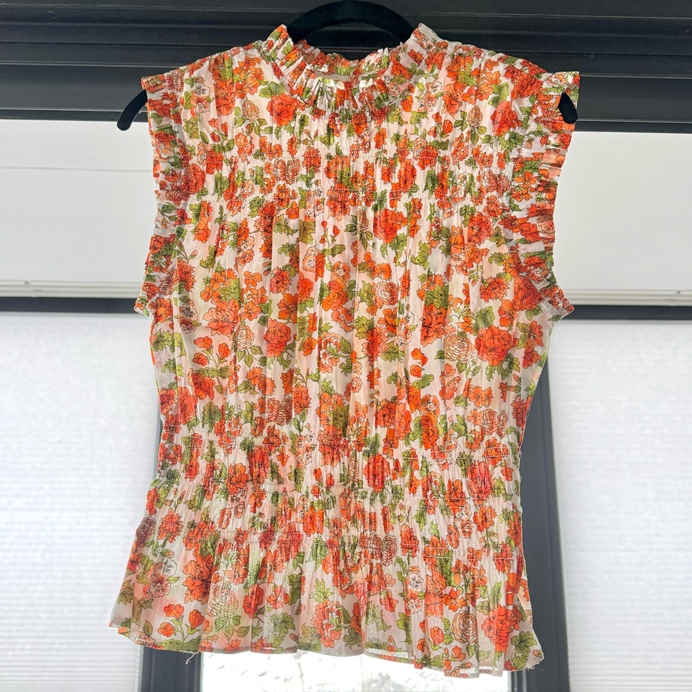 ✨🌼DÔEN ‘Nina’ Lydden Garden Liberty Fabric Smocked Organic Cotton Poplin S✨